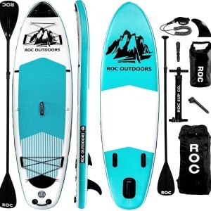 Summer Final Clearance Just $ 99：Roc Inflatable Stand Up Paddle Boards with Premium SUP Paddle Board Accessories, Wide Stable Design, Non-Slip Comfort Deck for Youth & Adults