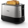 Philips Toaster Viva Collection - 2 Extra Wide Slots, 7 Browning Levels, Built-in Bun Warmer, Auto-Shut, Cancel Button, Defrost Function, Metal/Black - HD2637/91：UAE Version：