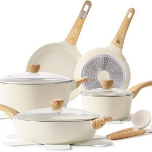Anniversary Celebration While Stocks Last Just $ 99：SENSARTE Ceramic Cookware Sets, Pots and Pans Set Nonstick, 14-Piece Induction Cookware, Non-toxic Healthy Non Stick Kitchen Cooking Set, with Frying Pans Set, PFAS PTFE PFOA PFOS Free