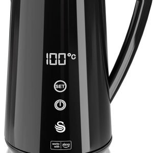 Swan SK14650BLKN Alexa Smart Kettle, LED Touch Display, Keep Warm Function, Stainless Steel Insulated, 1.5L, 1800W, Black