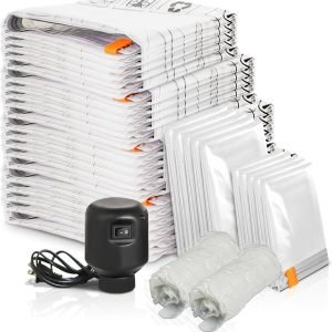 Anniversary Celebration While Stocks Last Just $ 69：[2025 NEW] 30 Pack Vacuum Storage Bag (5 Jumbo/5 Large/5 Medium/5 Small/10 Hand Roll) Electric Pump Space Saver Rapid Vacuum Double Zip | Clip Stopper | Clothes,Blanket Compression and Travelling