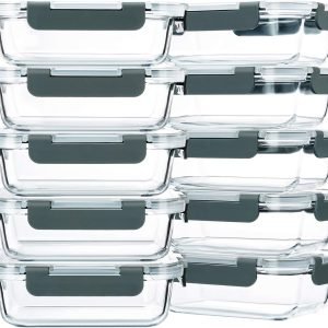 Anniversary Celebration While Stocks Last Just $ 69：M MCIRCO 10-Pack,22 Oz Glass Meal Prep Containers,Glass Food Storage Containers with lids,Lunch Containers,Microwave, Oven, Freezer and Dishwasher