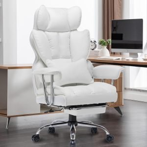Efomao Big and Tall Office Chair 400lbs and PU Leather Executive Desk Chair with Lumbar Support & Leg Rest, Heavy-Duty Computer Chairs for Home Office