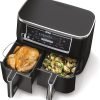 Celebrate with Us Anniversary Limited-Time & Limited-Quantity Deal $ 99.00：Ninja Foodi 10QT 6-in-1 DualZone Smart XL Air Fryer, 2 Independent 5QT Baskets, Smart Cook Thermometer, Match Cook, Smart Finish, Air Fry, Roast, Bake, Dehydrate, Reheat, Grey, DZ550