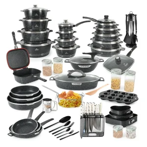 Anniversary Celebration While Stocks Last Just 99 $：Big Kitchen Cookware Set 166 Pcs with Non Stick Pots and Pans
