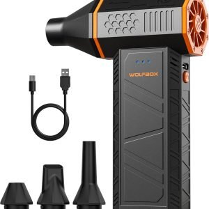 ⚡New Year Special🔥WOLFBOX electric air duster MegaFlow 50 with 110000RPM, 3-Gear adjustable mini blower, Cordless, Fast charging, Suitable for dust removal in computers, keyboards, cars, houses and outdoors